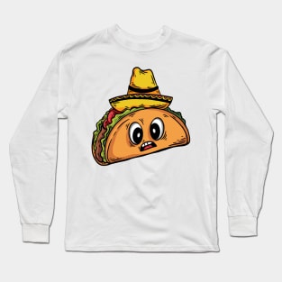 hand drawn surprised taco Long Sleeve T-Shirt